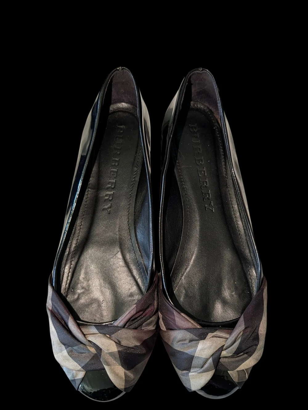 Burberry Black Plaid Knot-Front Ballet Flats - Picture 15 of 15